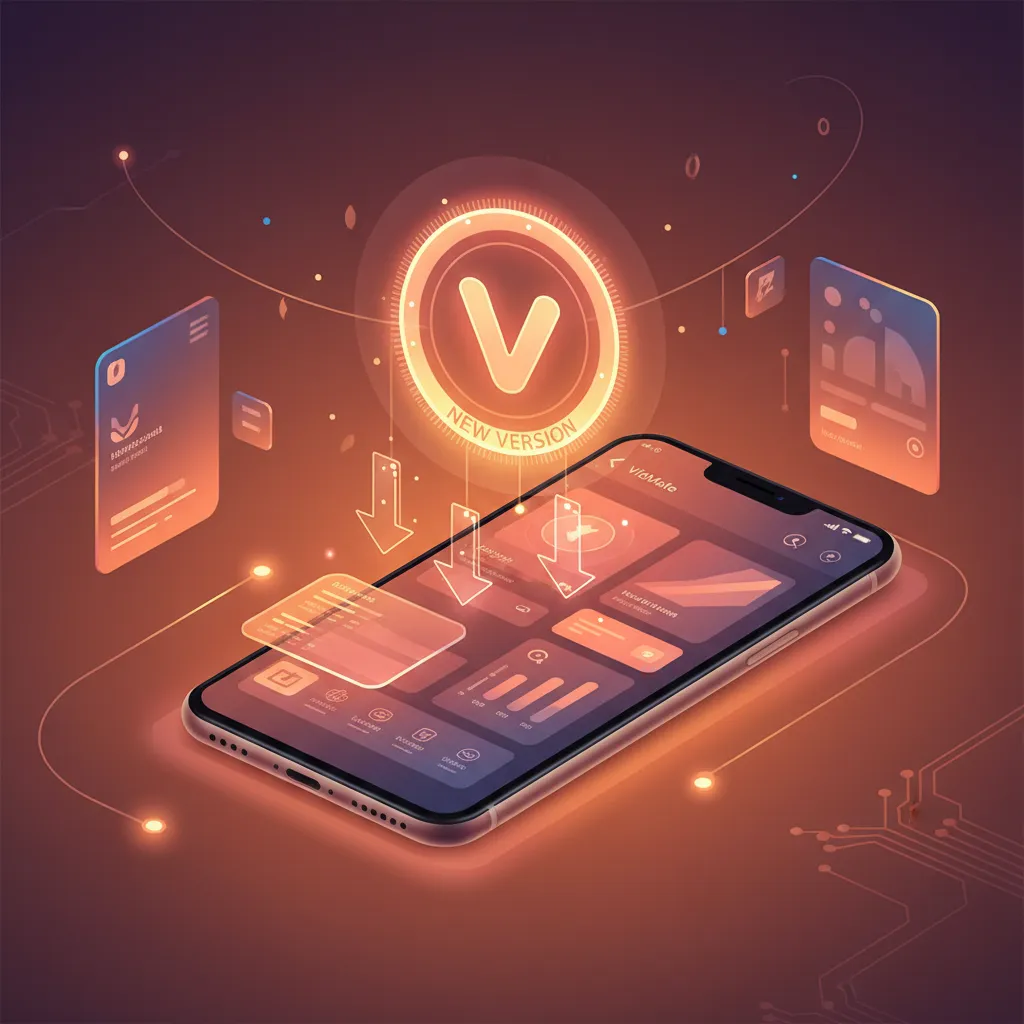 Editorial-style VidMate update dashboard showing new-version benefits