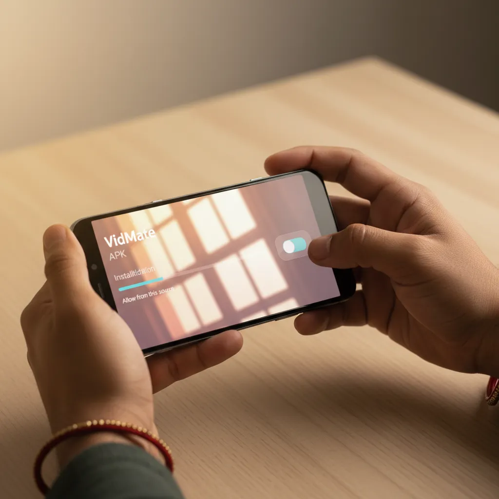 Step-by-step visual of installing the latest VidMate APK on Android