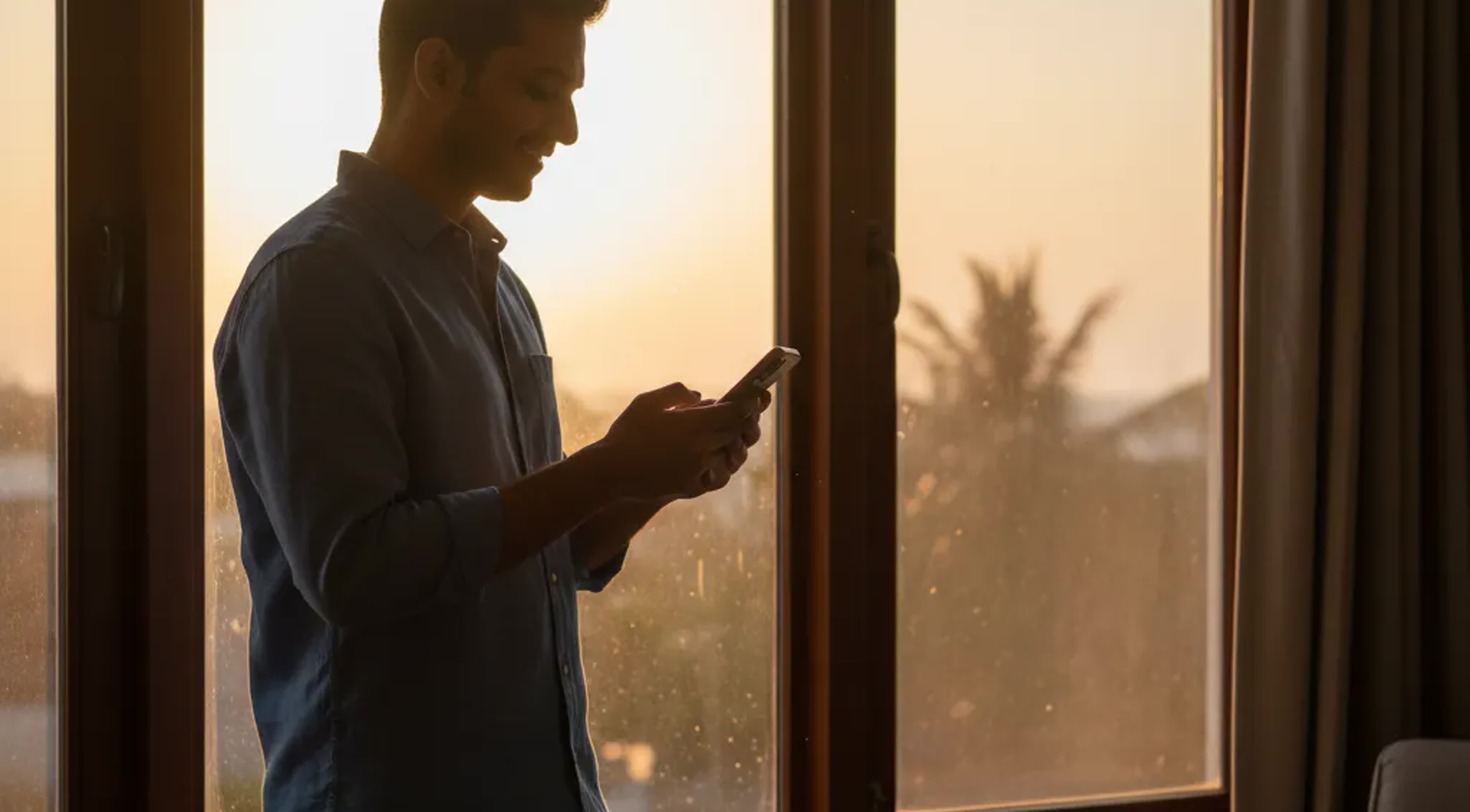 Photorealistic Indian Android user saving YouTube videos with VidMate in a warm editorial scene